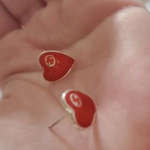 Gucci red heart 100 percent authentic earrings
